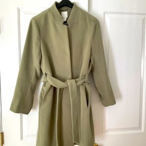 H&M Green Belted Coat Size 8